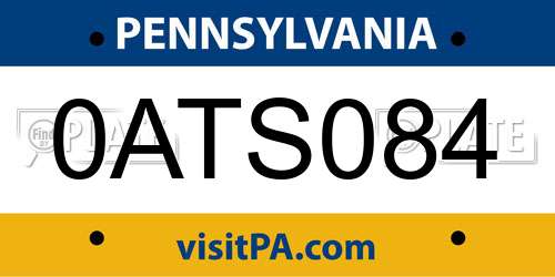 0ATS084 Pennsylvania License Plate