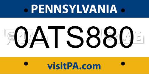 0ATS880 Pennsylvania License Plate