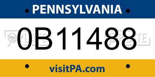0B11488 Pennsylvania License Plate