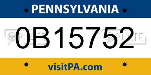 0B15752 Pennsylvania License Plate