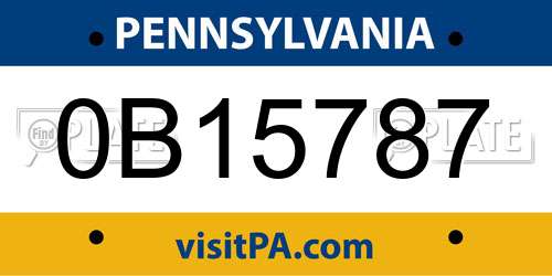 0B15787 Pennsylvania License Plate