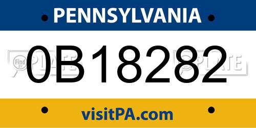 0B18282 Pennsylvania License Plate