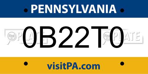 0B22T0 Pennsylvania License Plate