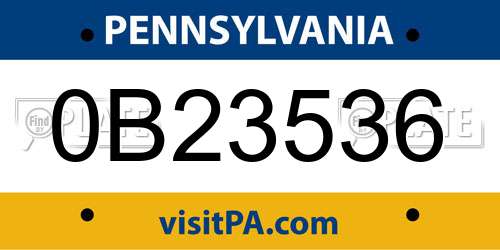 0B23536 Pennsylvania License Plate