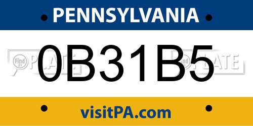 0B31B5 Pennsylvania License Plate