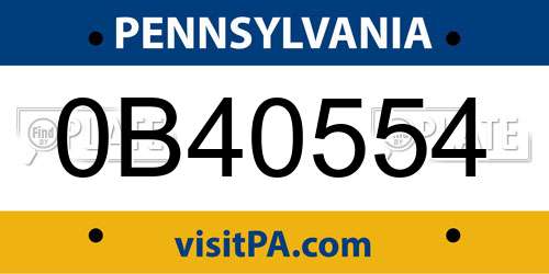 0B40554 Pennsylvania License Plate