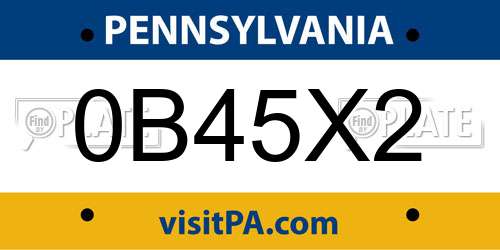 0B45X2 Pennsylvania License Plate