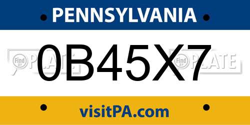 0B45X7 Pennsylvania License Plate