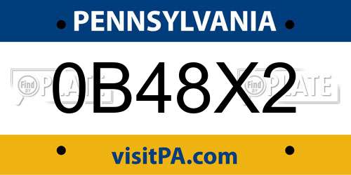 0B48X2 Pennsylvania License Plate