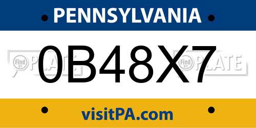 0B48X7 Pennsylvania License Plate