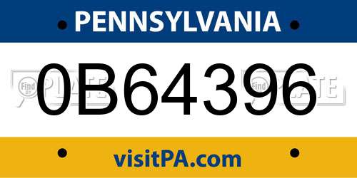 0B64396 Pennsylvania License Plate