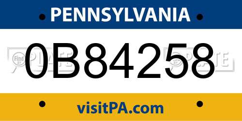 0B84258 Pennsylvania License Plate