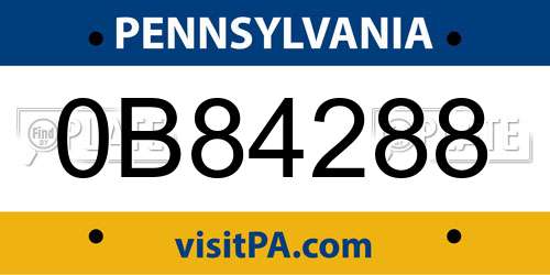 0B84288 Pennsylvania License Plate