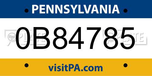 0B84785 Pennsylvania License Plate