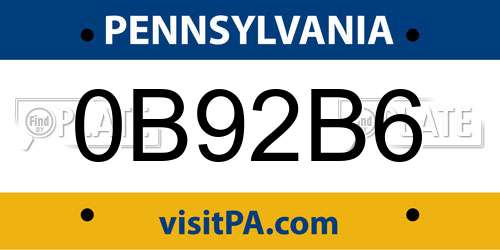 0B92B6 Pennsylvania License Plate