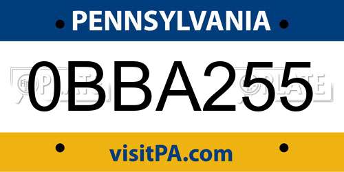 0BBA255 Pennsylvania License Plate