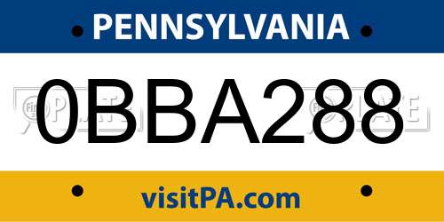 0BBA288 Pennsylvania License Plate