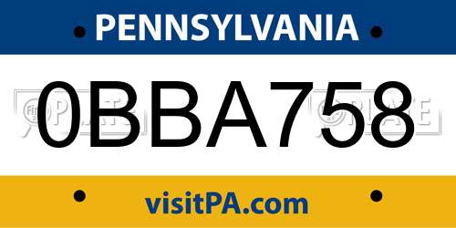0BBA758 Pennsylvania License Plate