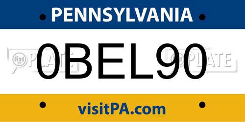 0BEL90 Pennsylvania License Plate