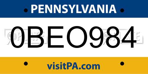 0BEO984 Pennsylvania License Plate