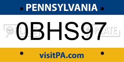 0BHS97 Pennsylvania License Plate