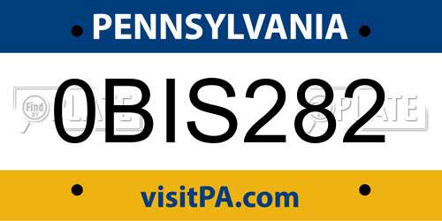 0BIS282 Pennsylvania License Plate
