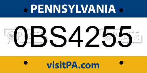 0BS4255 Pennsylvania License Plate