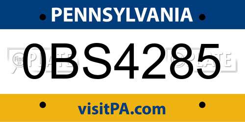 0BS4285 Pennsylvania License Plate