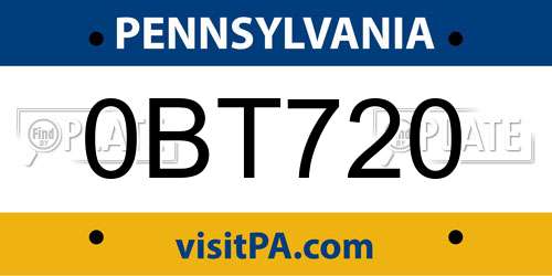 0BT720 Pennsylvania License Plate