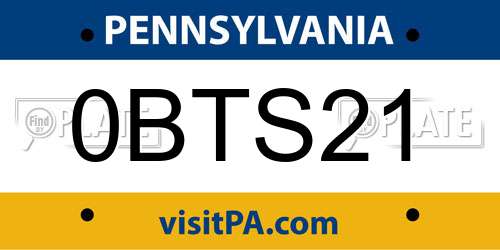 0BTS21 Pennsylvania License Plate