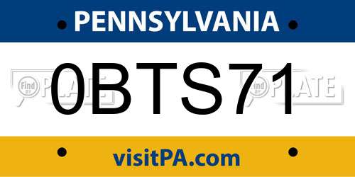 0BTS71 Pennsylvania License Plate