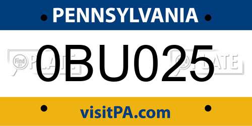 0BU025 Pennsylvania License Plate