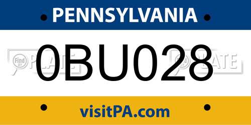 0BU028 Pennsylvania License Plate