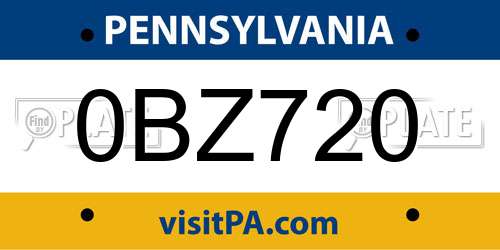 0BZ720 Pennsylvania License Plate