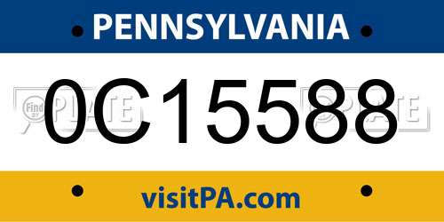 0C15588 Pennsylvania License Plate