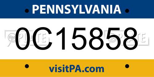 0C15858 Pennsylvania License Plate