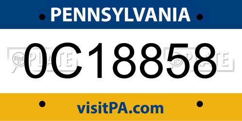 0C18858 Pennsylvania License Plate