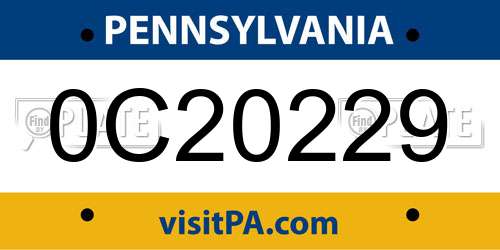 0C20229 Pennsylvania License Plate
