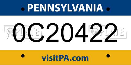 0C20422 Pennsylvania License Plate
