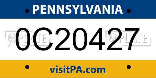 0C20427 Pennsylvania License Plate
