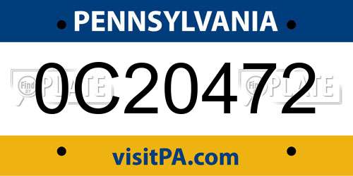 0C20472 Pennsylvania License Plate