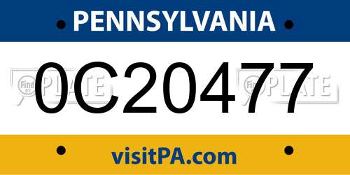 0C20477 Pennsylvania License Plate