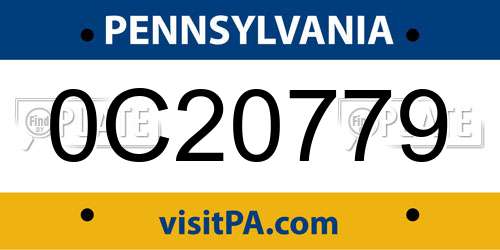 0C20779 Pennsylvania License Plate