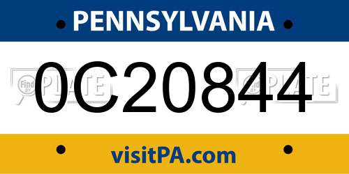 0C20844 Pennsylvania License Plate