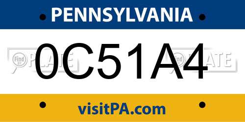 0C51A4 Pennsylvania License Plate