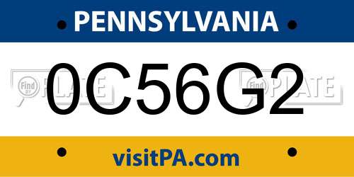 0C56G2 Pennsylvania License Plate