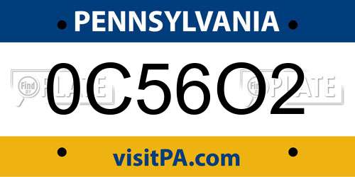0C56O2 Pennsylvania License Plate