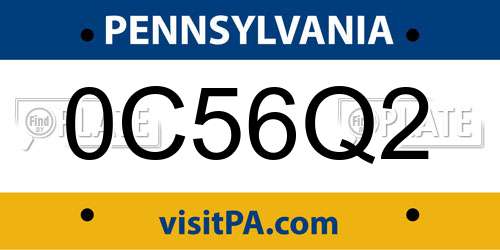 0C56Q2 Pennsylvania License Plate