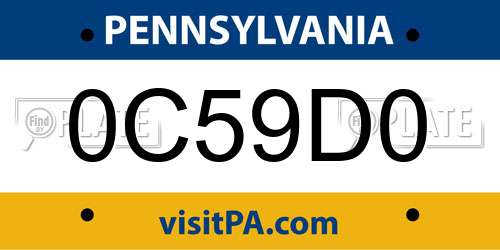 0C59D0 Pennsylvania License Plate