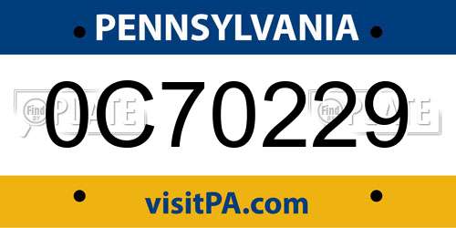 0C70229 Pennsylvania License Plate
